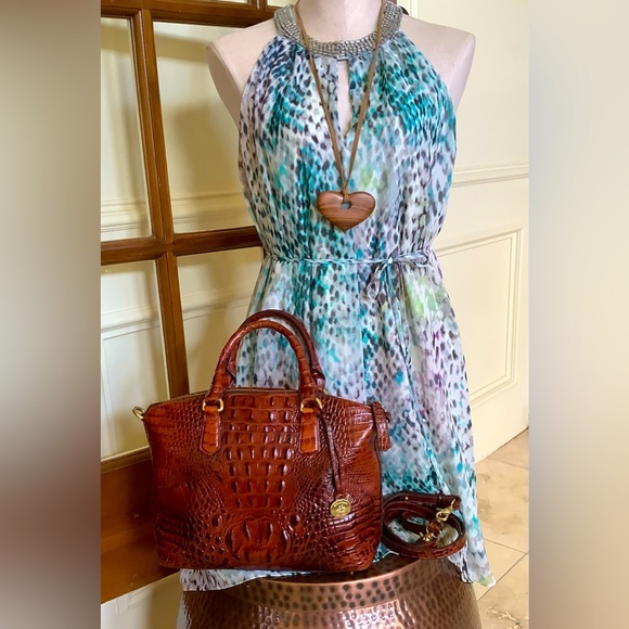 🔥BRAHMIN🔥Rare Vintage Melbourne Embossed Croc Leather SatchelConv Crossbody